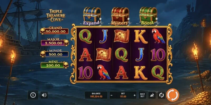 Triple Treasure Cove - ο γύρος μπόνους Hold and Win με νομίσματα
